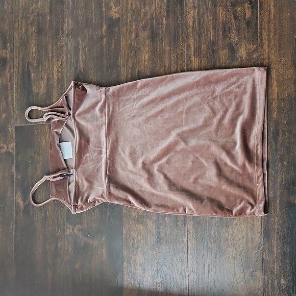 nwt FOREVER 21 velvet dress M spaghetti strap taupe empire slip dress - Picture 4 of 4